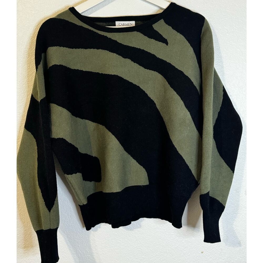 Carmen Marc Valvo Women's Sweater‎ Black Green Large
